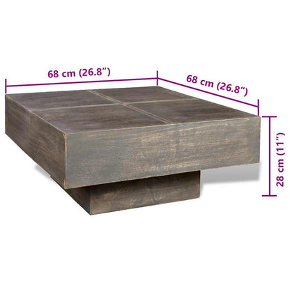 vidaXL Coffee Table Dark Brown Square Solid Mango Wood