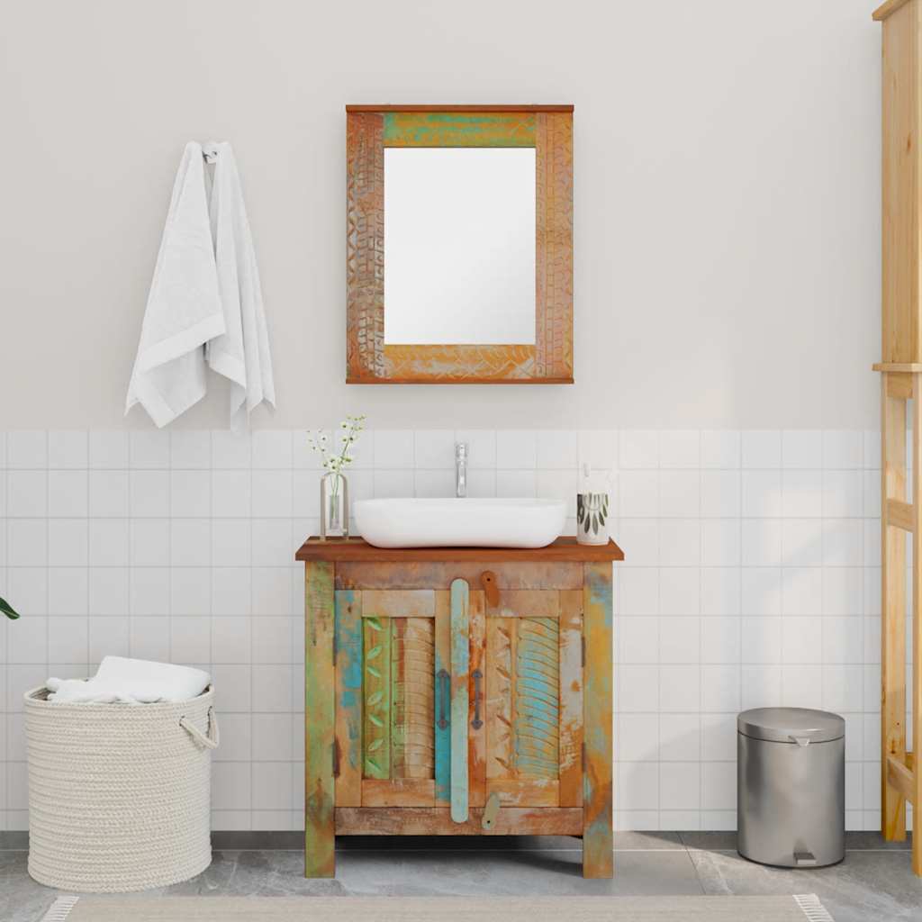 241134 Reclaimed Solid Wood Bathroom Vanity Cabinet Set with Mirror