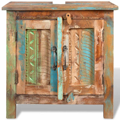 241134 Reclaimed Solid Wood Bathroom Vanity Cabinet Set with Mirror