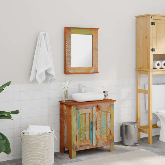 241134 Reclaimed Solid Wood Bathroom Vanity Cabinet Set with Mirror