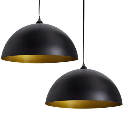 241113 vidaXL Ceiling Lamp 2 pcs Height-adjustable Semi-spherical Black
