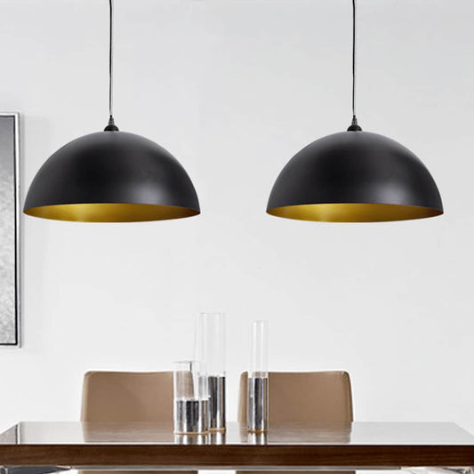 241113 vidaXL Ceiling Lamp 2 pcs Height-adjustable Semi-spherical Black