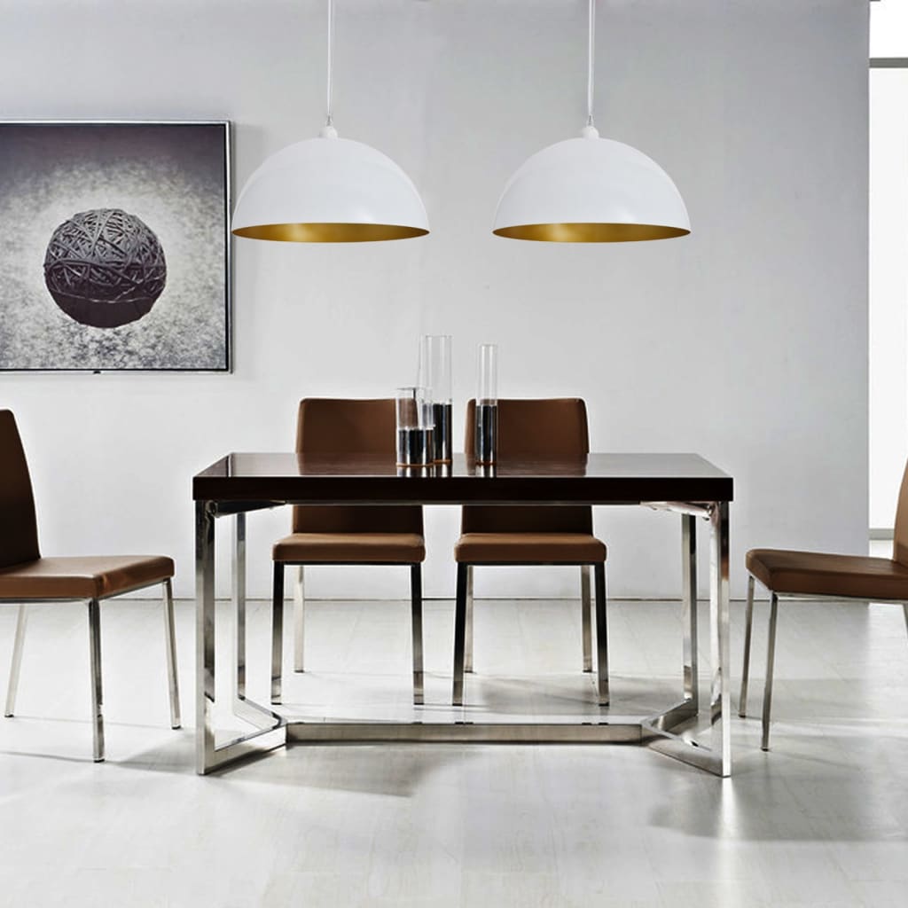 vidaXL Ceiling Lamp 2 pcs Height-adjustable Semi-spherical White