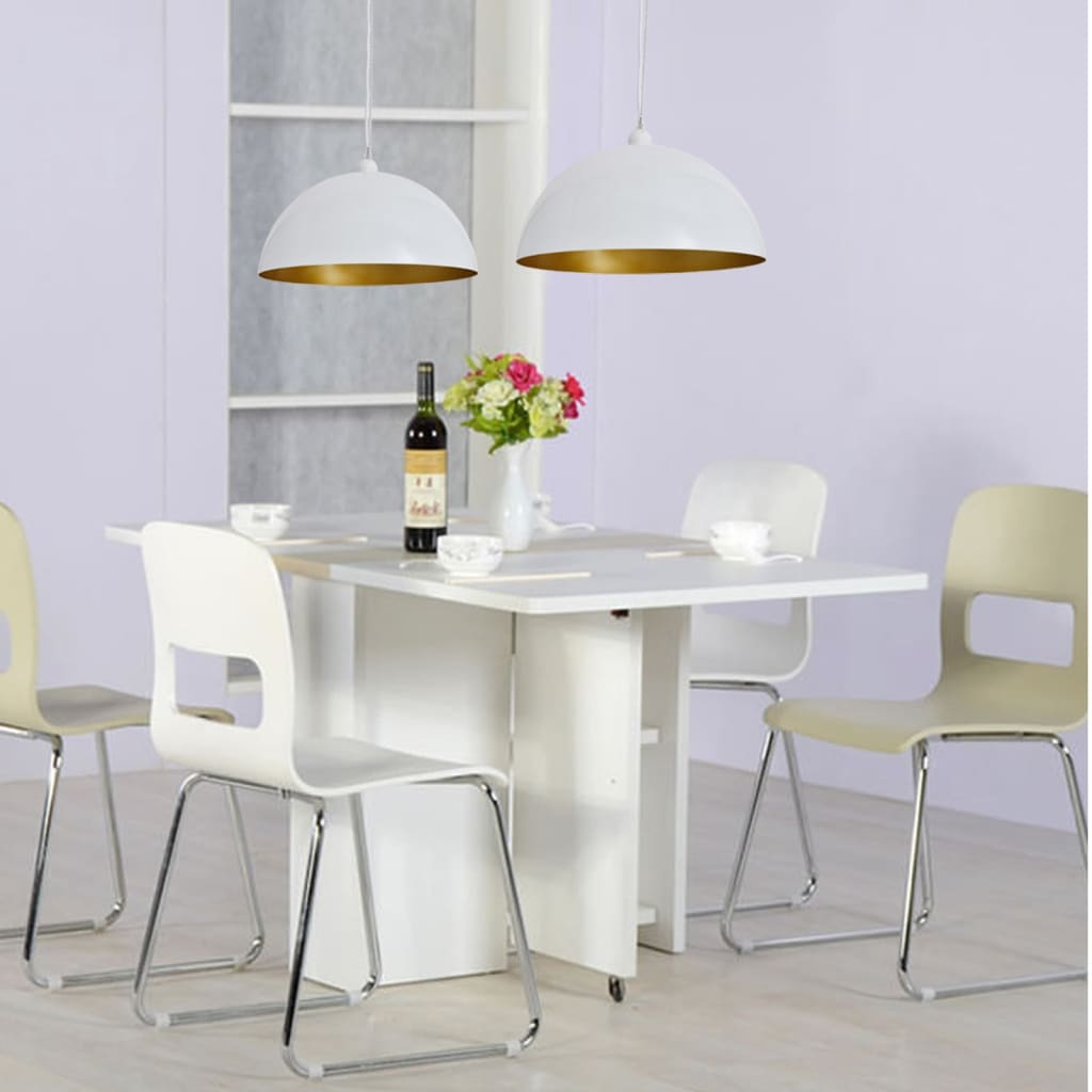 vidaXL Ceiling Lamp 2 pcs Height-adjustable Semi-spherical White