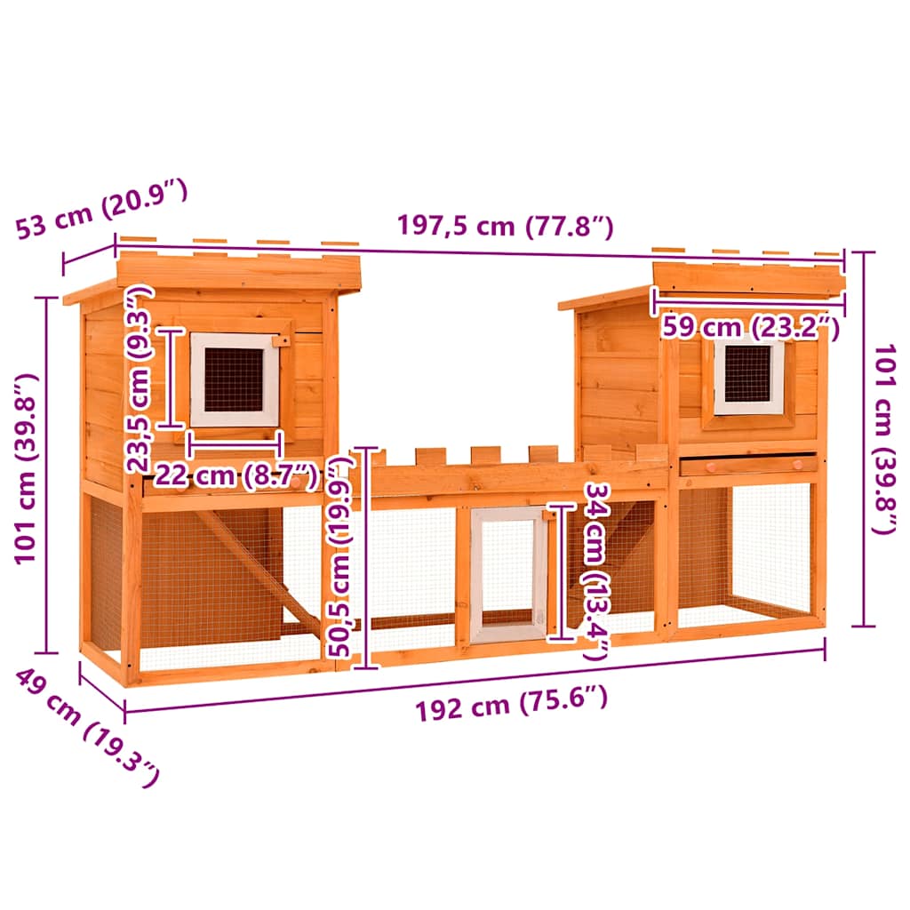 vidaXL Outdoor Large Rabbit Hutch House Pet Cage Double House