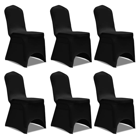 vidaXL Chair Cover Stretch Black 6 pcs