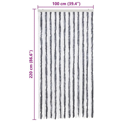 241225 vidaXL Insect Curtain Grey and White 100x220 cm Chenille