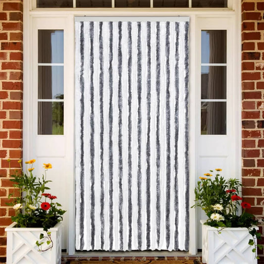 241225 vidaXL Insect Curtain Grey and White 100x220 cm Chenille