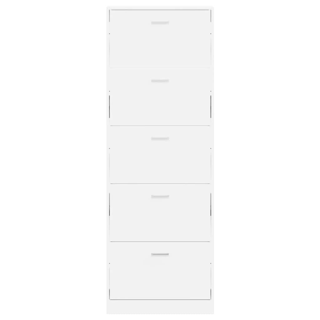 vidaXL White Wooden Shoe Cabinet with 5 Compartments