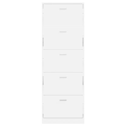 vidaXL White Wooden Shoe Cabinet with 5 Compartments