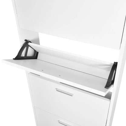 241240 White Wooden Shoe Cabinet with 5 Compartments