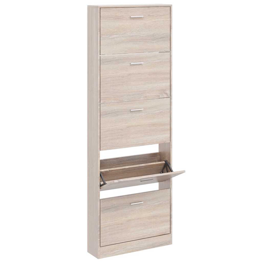 241241 Oak Look Wooden Shoe Cabinet with 5 Compartments