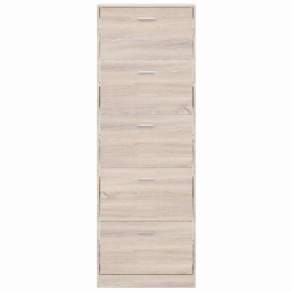 vidaXL Oak Look Wooden Shoe Cabinet with 5 Compartments