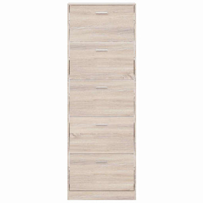 vidaXL Oak Look Wooden Shoe Cabinet with 5 Compartments