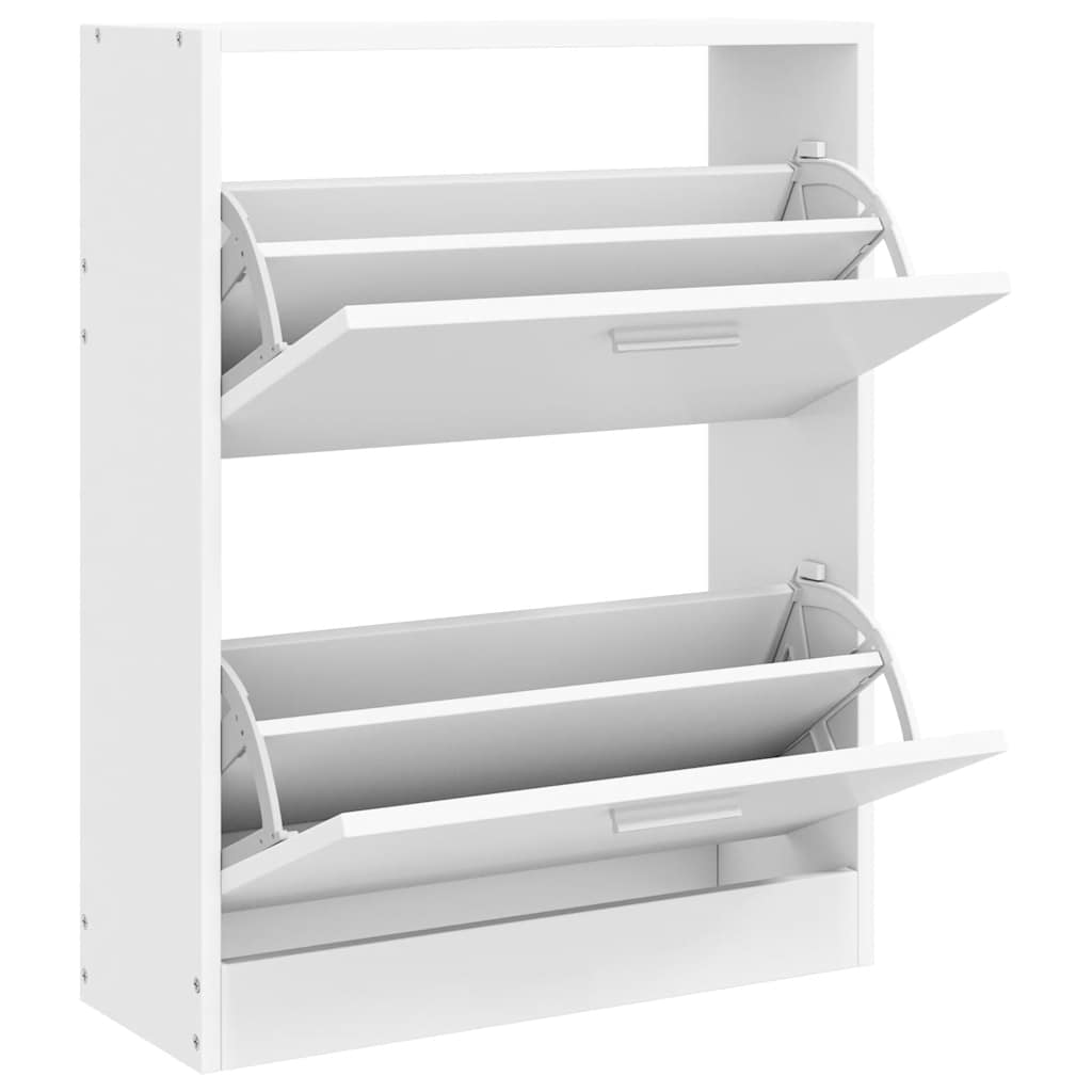 241242 vidaXL White Wooden Shoe Cabinet with 2 Compartments