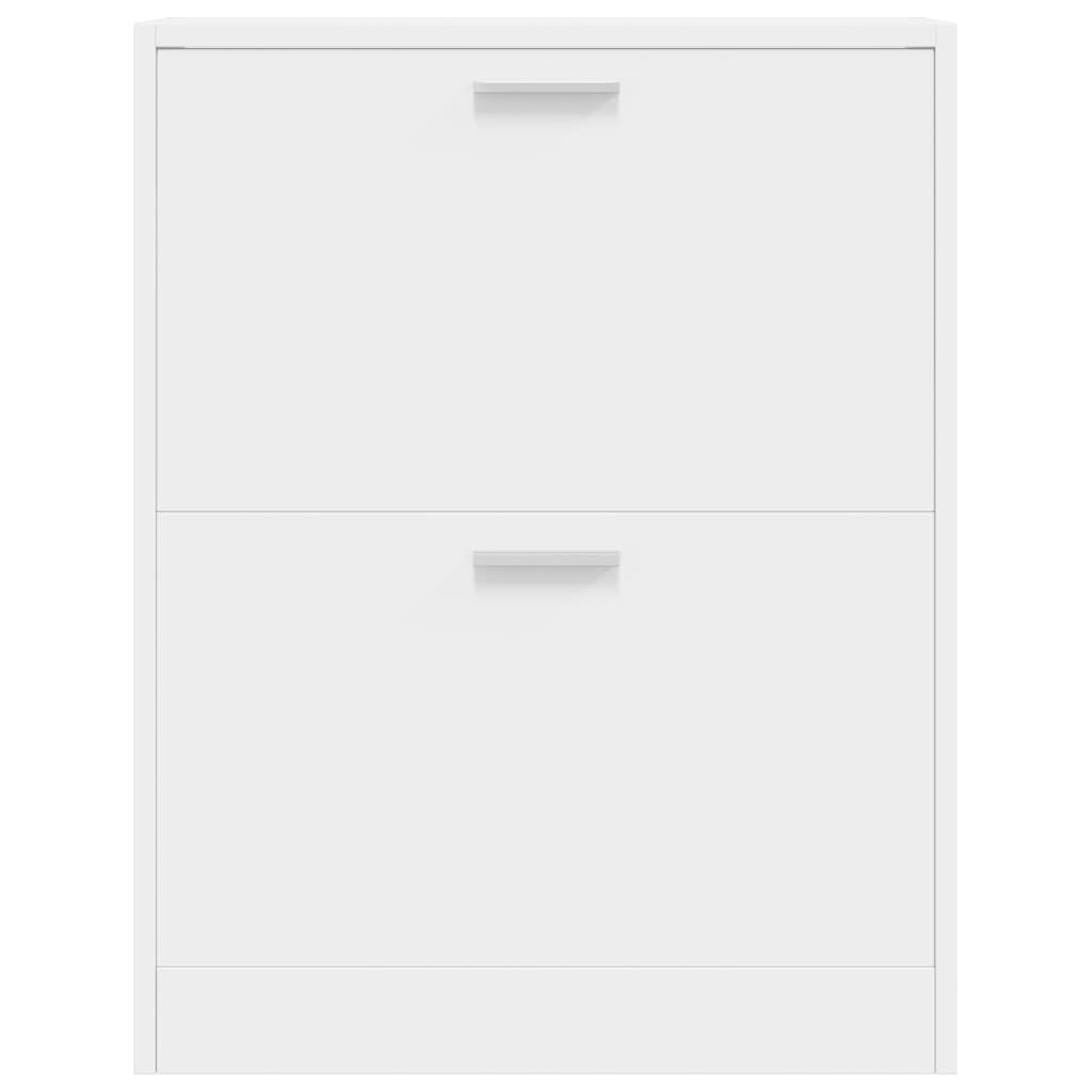 vidaXL White Wooden Shoe Cabinet with 2 Compartments