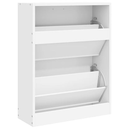 241242 vidaXL White Wooden Shoe Cabinet with 2 Compartments