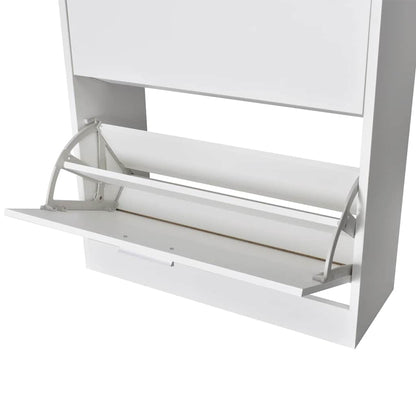 241242 vidaXL White Wooden Shoe Cabinet with 2 Compartments