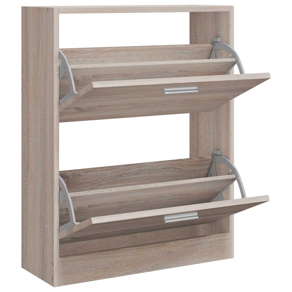 241243 Oak Look Wooden Shoe Cabinet with 2 Compartments