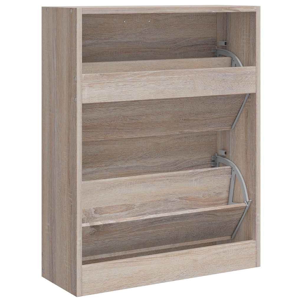 241243 Oak Look Wooden Shoe Cabinet with 2 Compartments