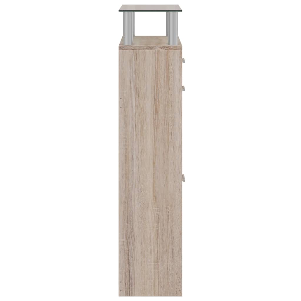 241245 vidaXL Shoe Cabinet with a Drawer and a Top Glass Shelf Wood Oak Look