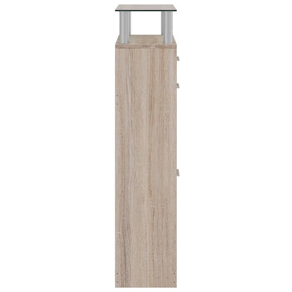 241245 vidaXL Shoe Cabinet with a Drawer and a Top Glass Shelf Wood Oak Look