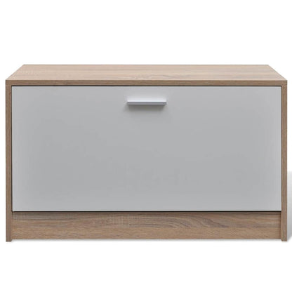 vidaXL Oak and White 3-in-1 Wooden Shoe Cabinet Set