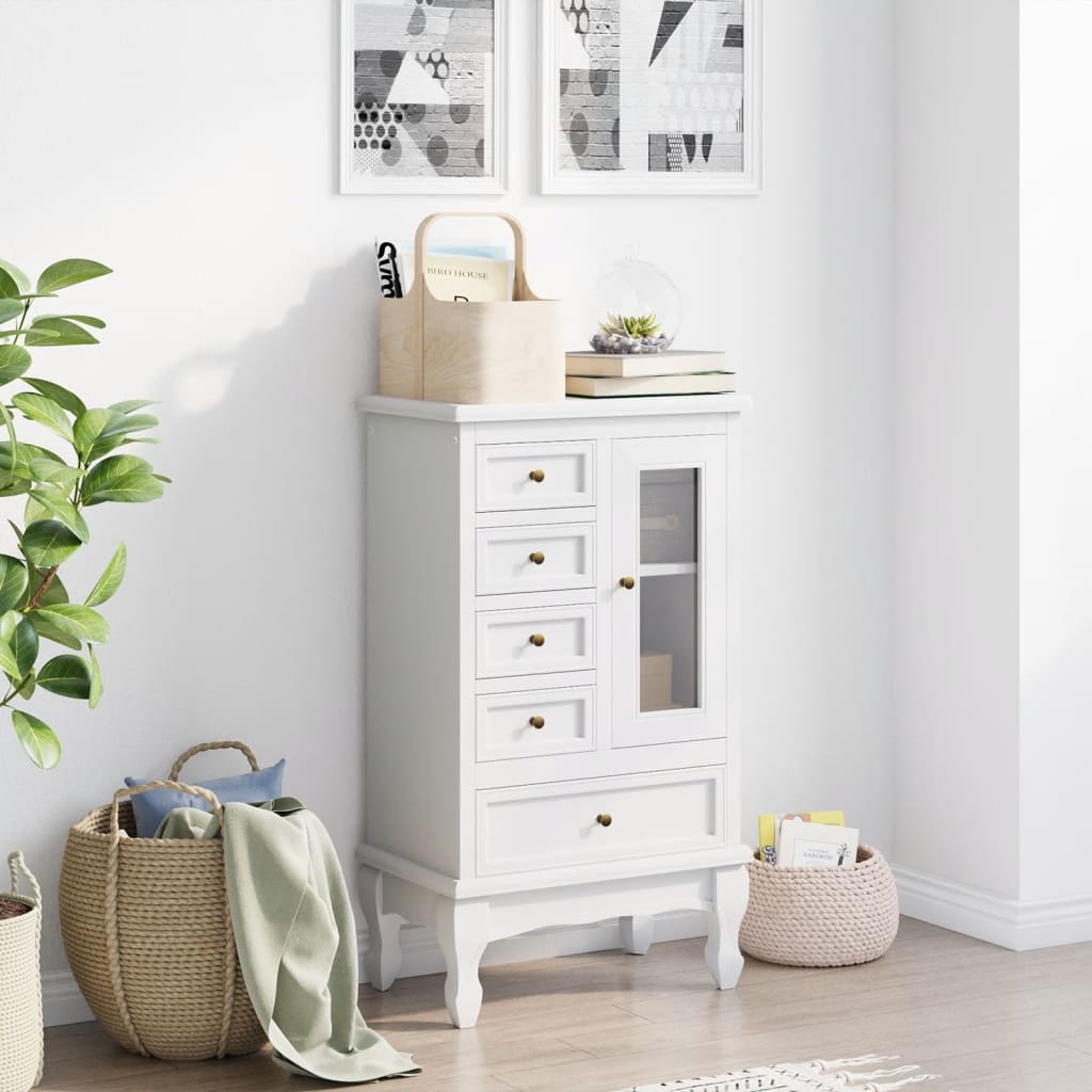vidaXL Cabinet with 5 Drawers 2 Shelves White