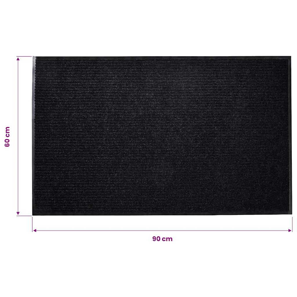 vidaXL Door Mat Black 90 x 60 cm PVC
