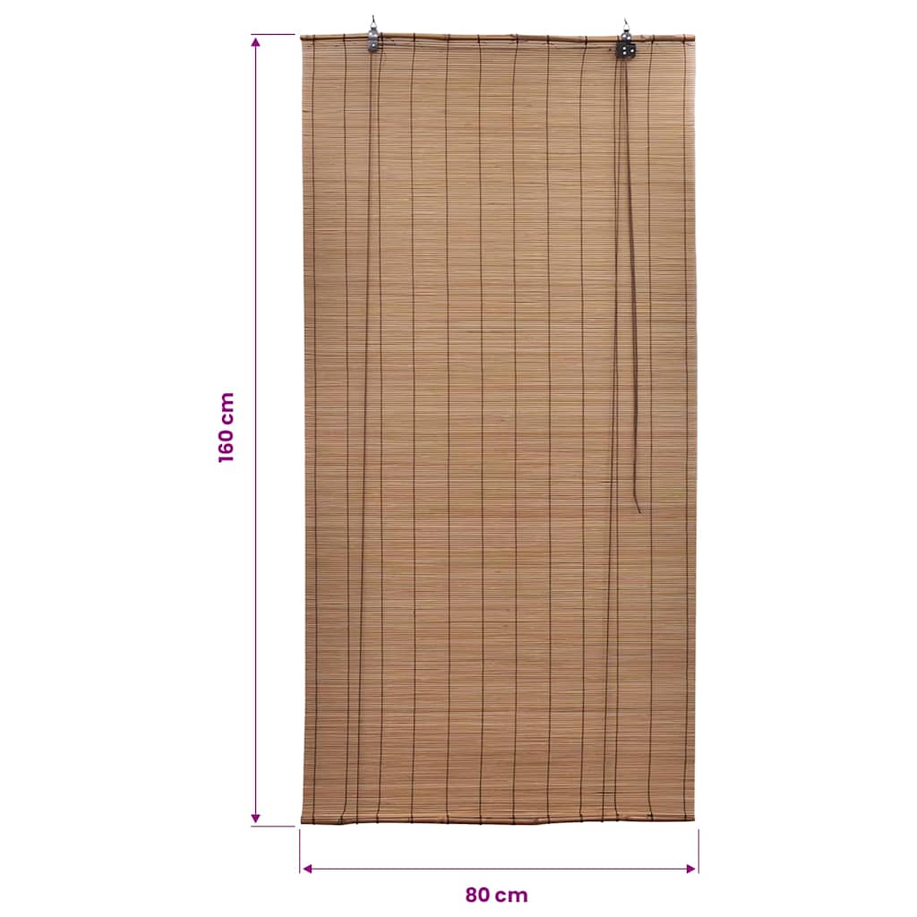 vidaXL Brown Bamboo Roller Blinds 80 x 160 cm