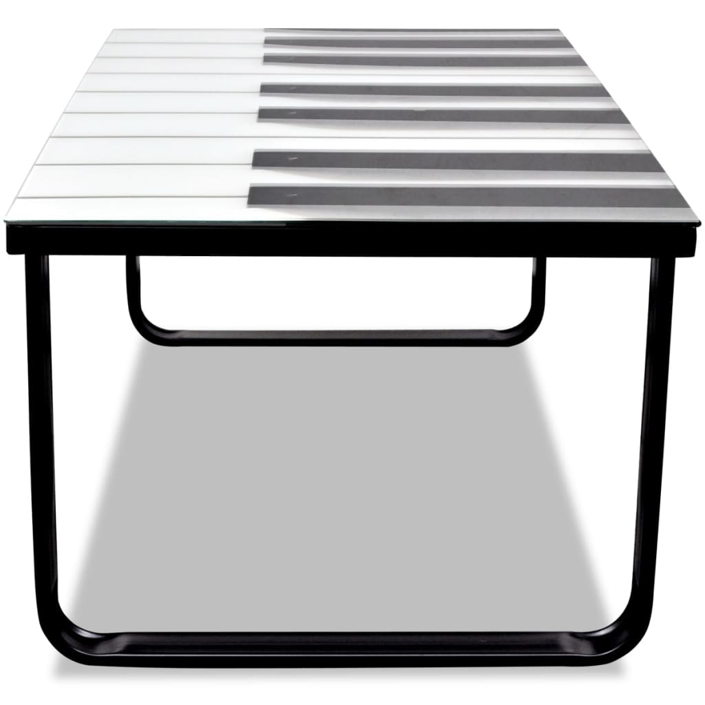 vidaXL Coffee Table | Black and White | Tempered Glass, Iron | Small | Modern