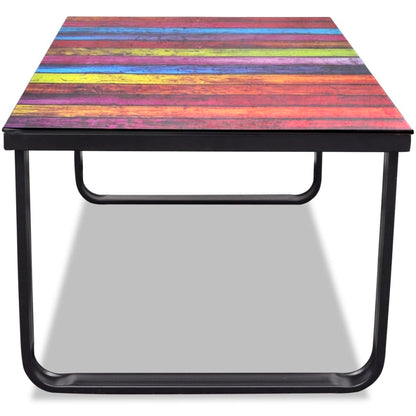 vidaXL Coffee Table with Rainbow Printing Glass Top