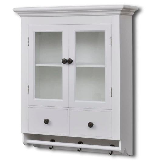 241374 vidaXL Wooden Kitchen Wall Cabinet with Glass Door White