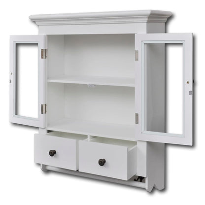vidaXL Wooden Kitchen Wall Cabinet with Glass Door White