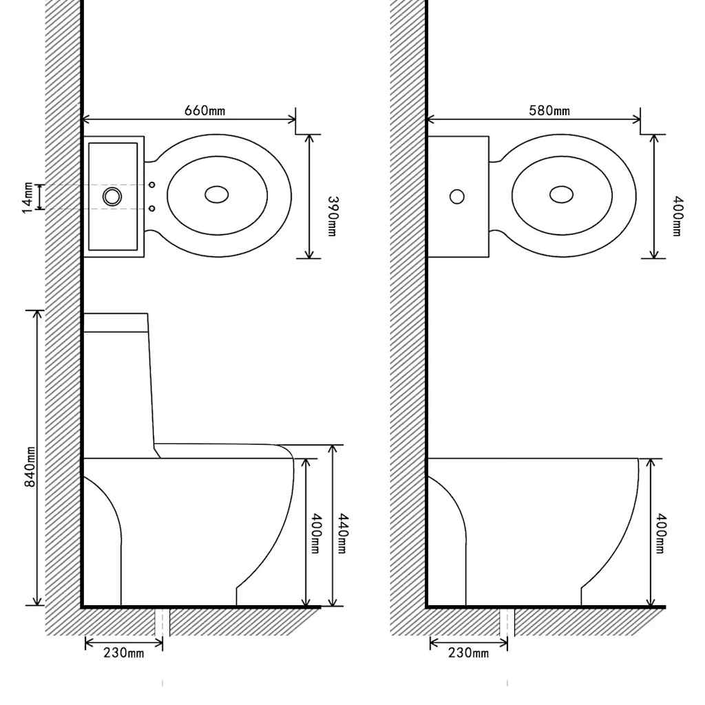 White Ceramic Toilet & Bidet Set