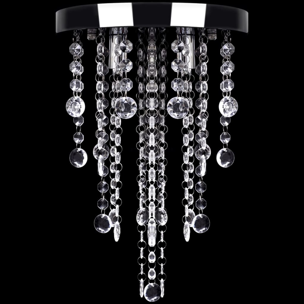 White Metal Ceiling Lamp with Crystal Beads