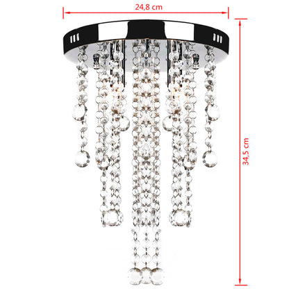241382 White Metal Ceiling Lamp with Crystal Beads