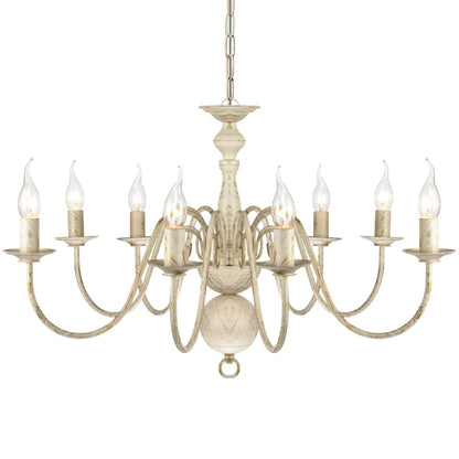 Antique White Metal Chandelier 8 x E14 Bulbs