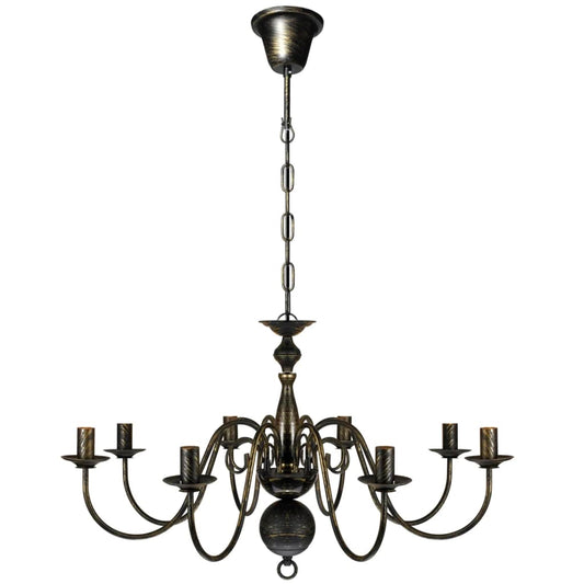 241384 Antique Black Metal Chandelier 8 x E14 Bulbs