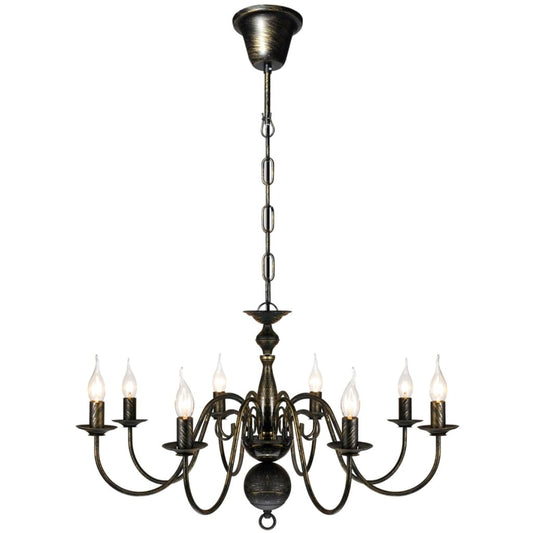 241384 Antique Black Metal Chandelier 8 x E14 Bulbs