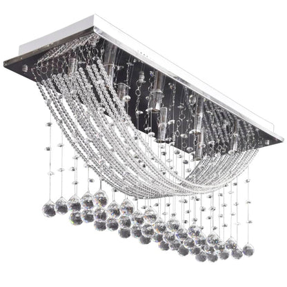 241391 White Ceiling Lamp with Glittering Glass Crystal Beads 8 x G9 29 cm