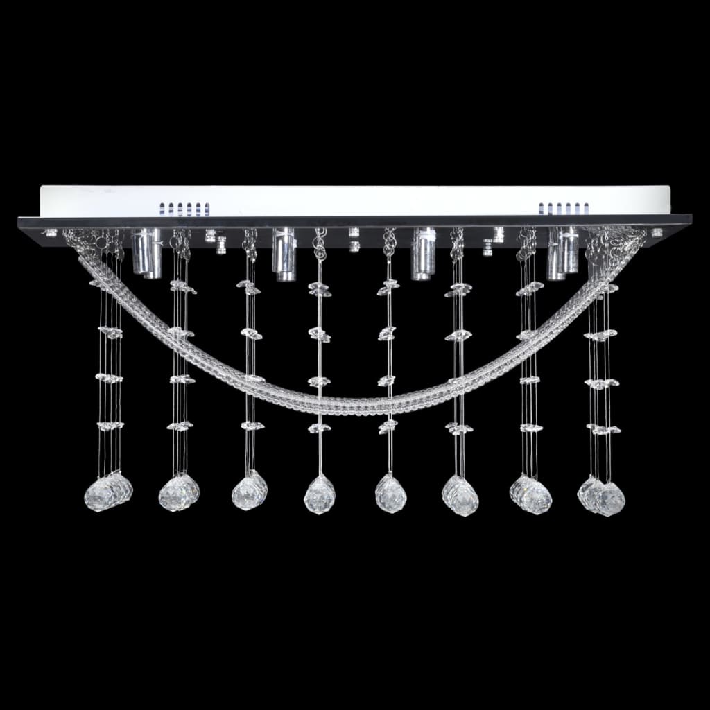 241391 White Ceiling Lamp with Glittering Glass Crystal Beads 8 x G9 29 cm
