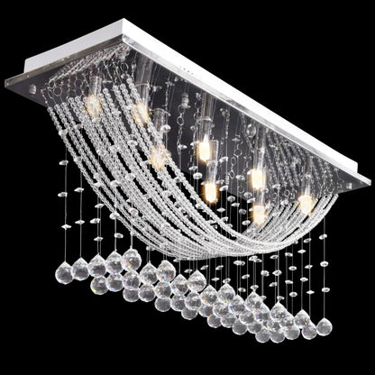 241391 White Ceiling Lamp with Glittering Glass Crystal Beads 8 x G9 29 cm