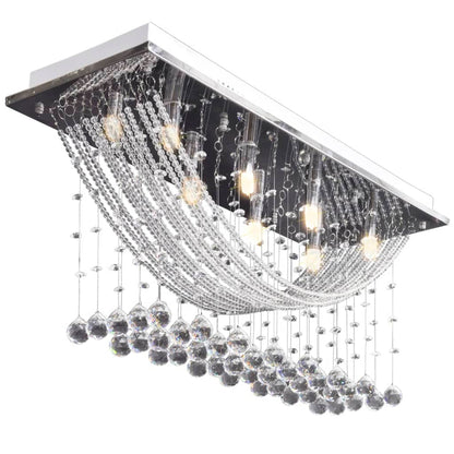 241391 White Ceiling Lamp with Glittering Glass Crystal Beads 8 x G9 29 cm