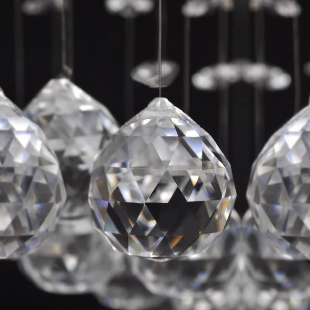 241391 White Ceiling Lamp with Glittering Glass Crystal Beads 8 x G9 29 cm