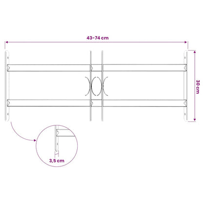 Adjustable Security Grille for Windows with 2 Crossbars 500-650 mm