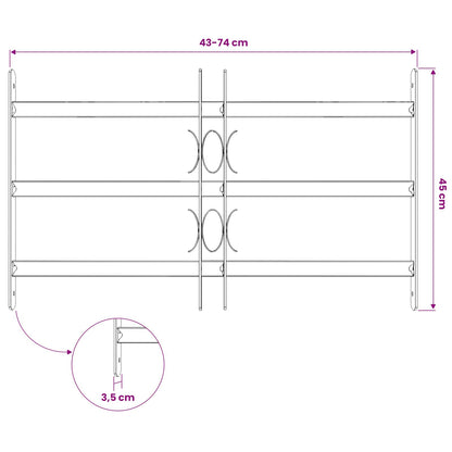 141382 Adjustable Security Grille for Windows with 3 Crossbars 500-650 mm