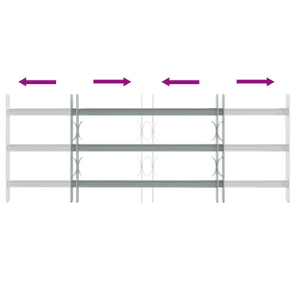 Adjustable Security Grille for Windows with 3 Crossbars 700-1050 mm