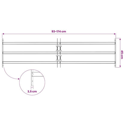 Adjustable Security Grille for Windows with 3 Crossbars 1000-1500 mm