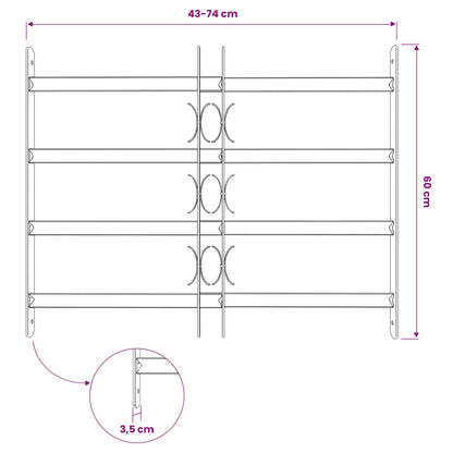 141385 Adjustable Security Grille for Windows with 4 Crossbars 500-650 mm